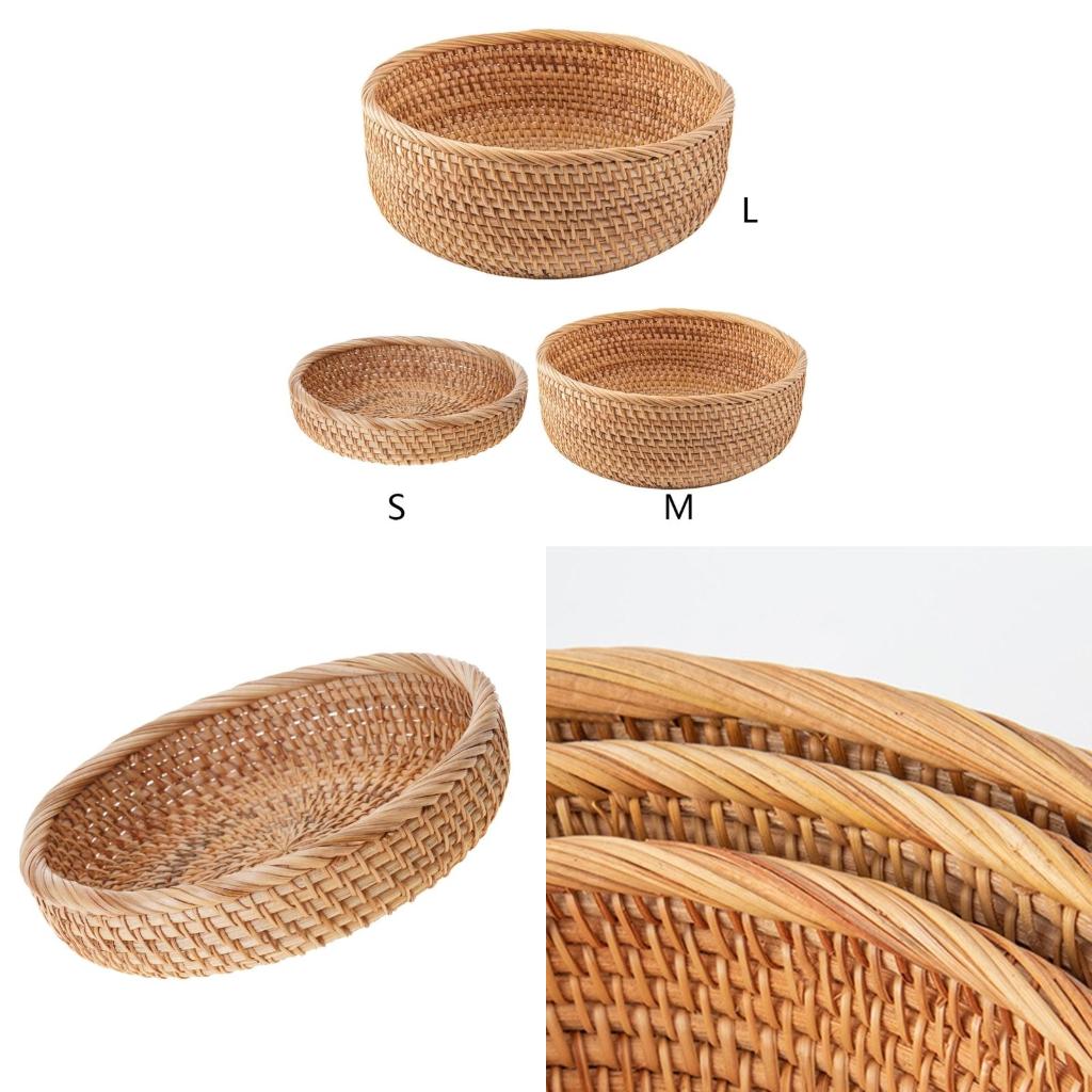 Food Snacks Basket - Handmade ห้องนั่งเล่นขนมขบเคี้ยวชามผลไม้ตะกร้าผักหวายถาดปิกนิกอาหารคุณภาพสูง