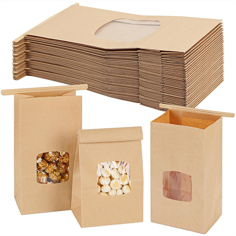 Food Snacks For Party - 10 ชิ้นถุงเบเกอรี่, หน้าต่างปิดผนึกถุงกระดาษคราฟท์สําหรับคุกกี้แซนวิชขนมปังขนมขบเคี้ยวอาหาร - ถุงเดินทาง, อุปกรณ์จัดงานแต่งงาน