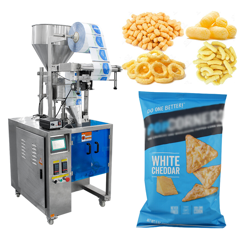 Food Snacks Chips - เครื่องบรรจุและแพ็คขนมขบเคี้ยวแบบอัตโนมัติแนวตั้งขนาดเล็กสำหรับขนมขบเคี้ยวประเภทไนโตรเจน เช่น ป๊อปคอร์น มันฝรั่งทอด