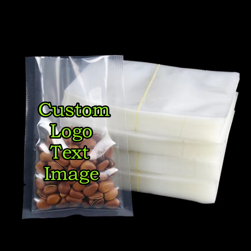 Logo Food Snack - ถุงพลาสติกใสแบบเปิดด้านบน 100 ชิ้น สำหรับ DIY พิมพ์โลโก้แบรนด์