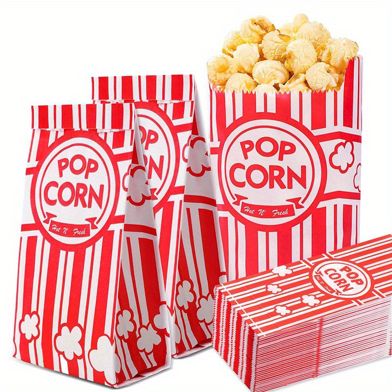 Food Snacks For Party - ถุงใส่ป๊อปคอร์นแบบแยกชิ้น 20/50 ชิ้น ถุงกระดาษใส่อาหารป๊อปคอร์น สำหรับงานแต่งงาน ปาร์ตี้