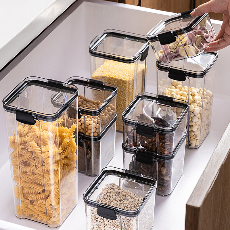 Food Good Snacks - โถปิดผนึกสำหรับเก็บธัญพืชต่างๆ โถเก็บของในครัว กล่องพลาสติกใสสำหรับอาหาร โถเก็บขนม ของแห้ง และชา