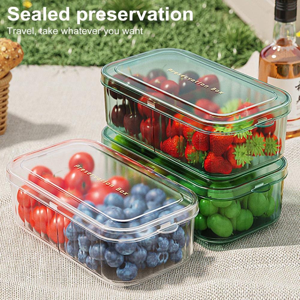 Food Snacks Basket - กล่องเก็บของในตู้เย็นอเนกประสงค์พร้อมตัวแบ่งช่อง กล่องเก็บของในตู้เย็นพร้อมช่องระบายอากาศปรับได้ ตะกร้าถอดได้สำหรับใส่ของว่าง