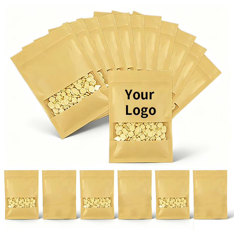 ถุงซิปล็อคกระดาษคราฟท์ก้นแบนพร - Logo Food Snack บทวิจารณ์และราคา