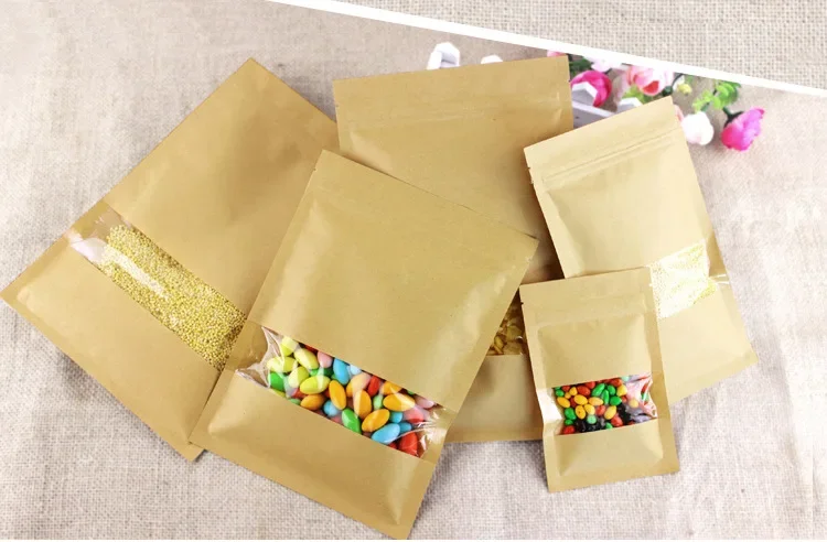 ถุงซิปล็อคกระดาษคราฟท์ก้นแบนพร - Logo Food Snack บทวิจารณ์และราคา