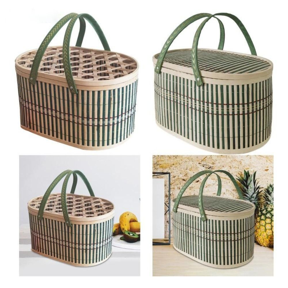 ตะกร้าไม้ไผ่ทำมือ ทนทาน พร้อมฝ - Food Snacks Basket บทวิจารณ์และราคา