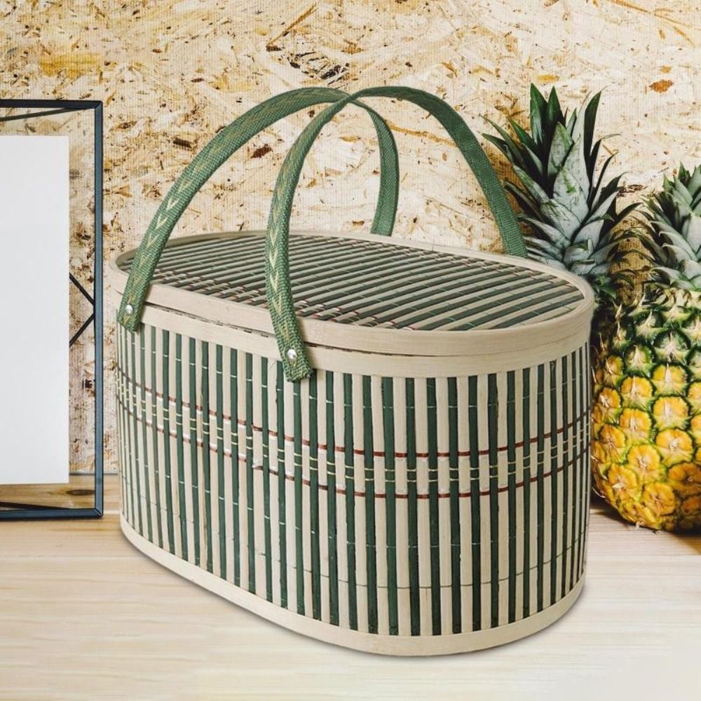 ตะกร้าไม้ไผ่ทำมือ ทนทาน พร้อมฝ - Food Snacks Basket บทวิจารณ์และราคา
