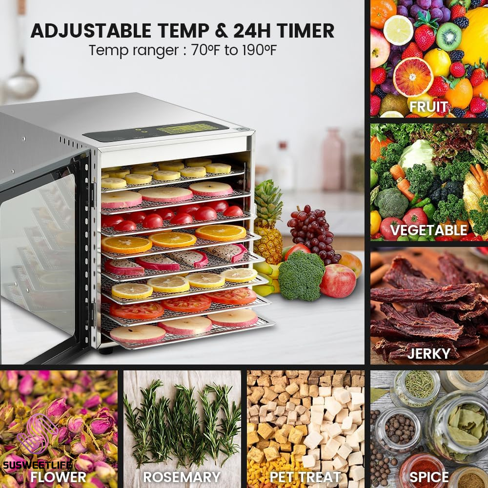 ขนาดใหญ่ความจุ 8 ถาดอาหาร Dehy - Food Snacks Healthy บทวิจารณ์และราคา