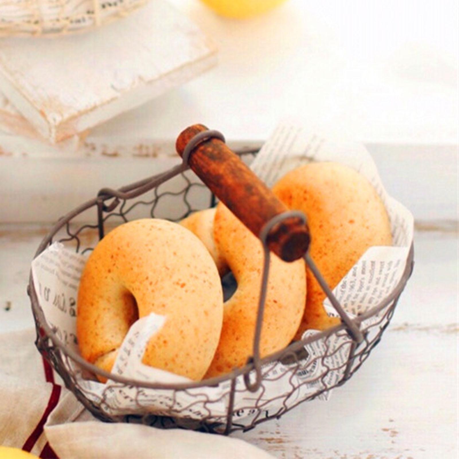 ตะกร้าเหล็กพร้อมหูจับไม้ สำหรั - Food Snacks Basket บทวิจารณ์และราคา
