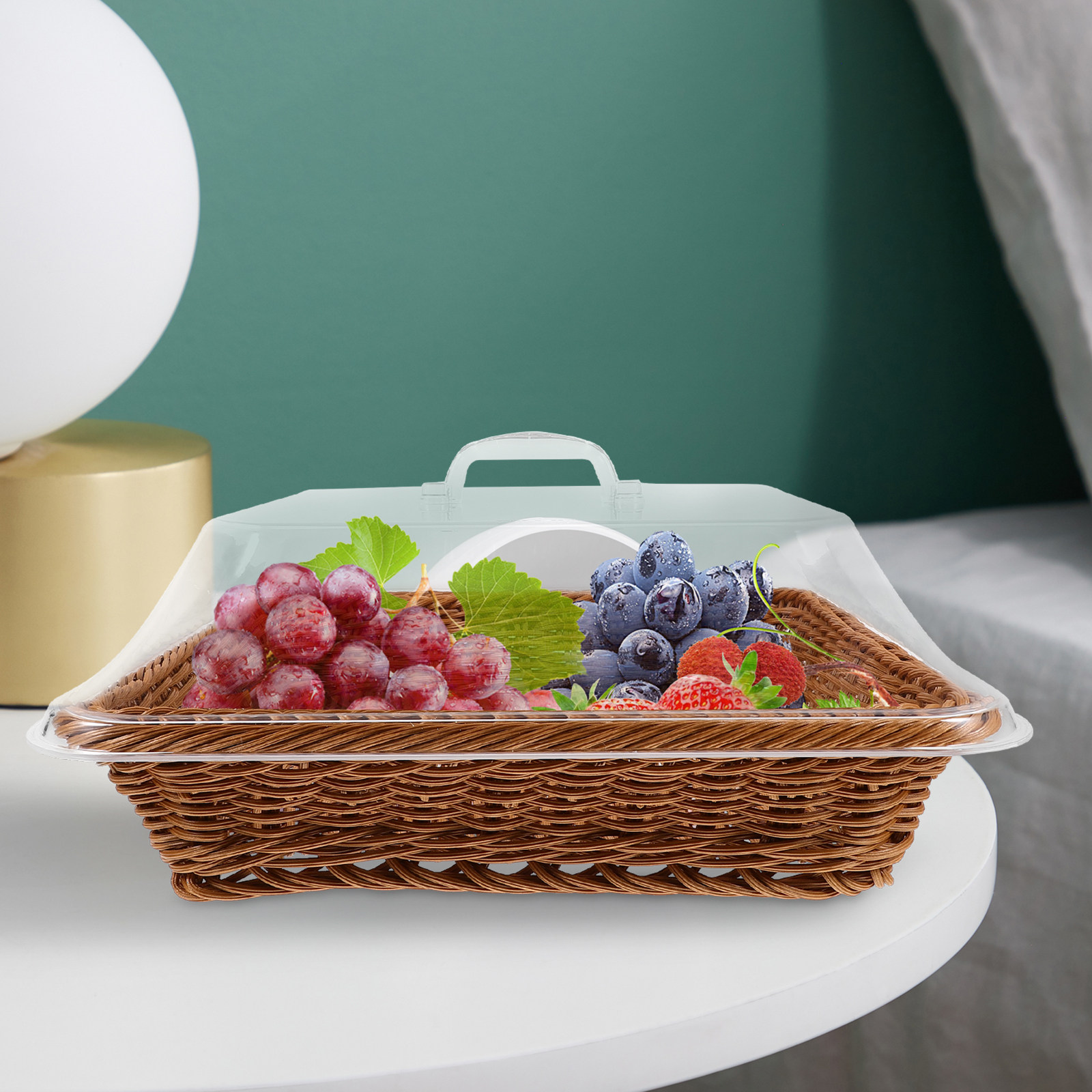 ตะกร้าใส่อาหารแบบสานพร้อมฝาใส  - Food Snacks Basket บทวิจารณ์และราคา