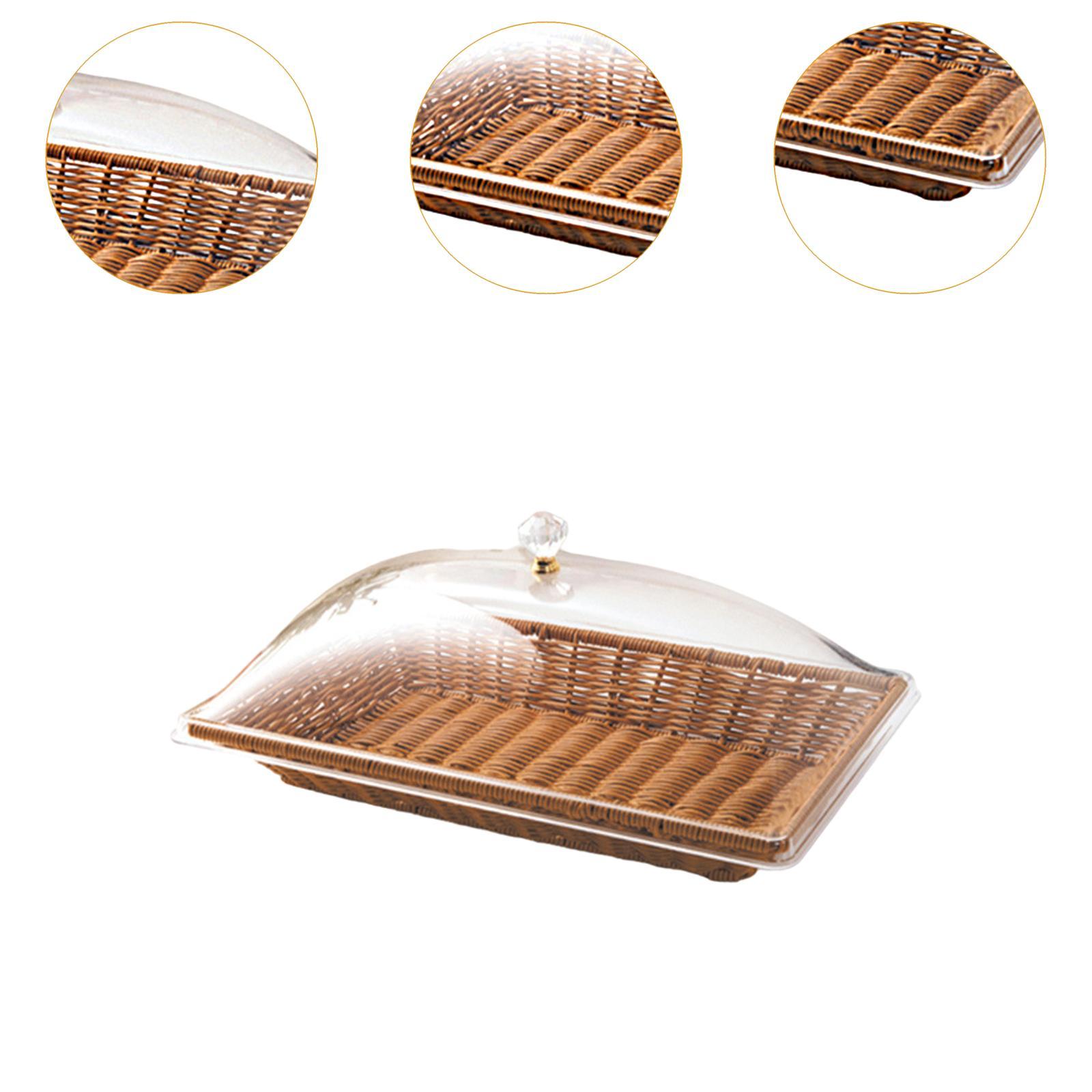 ตะกร้าขนมปังหวายเทียมพร้อมฝาอะ - Food Snacks Basket บทวิจารณ์และราคา