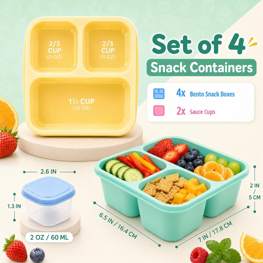 กล่องอาหารเบนโตะ 3 ช่องสำหรับผ - Food Snacks Healthy บทวิจารณ์และราคา