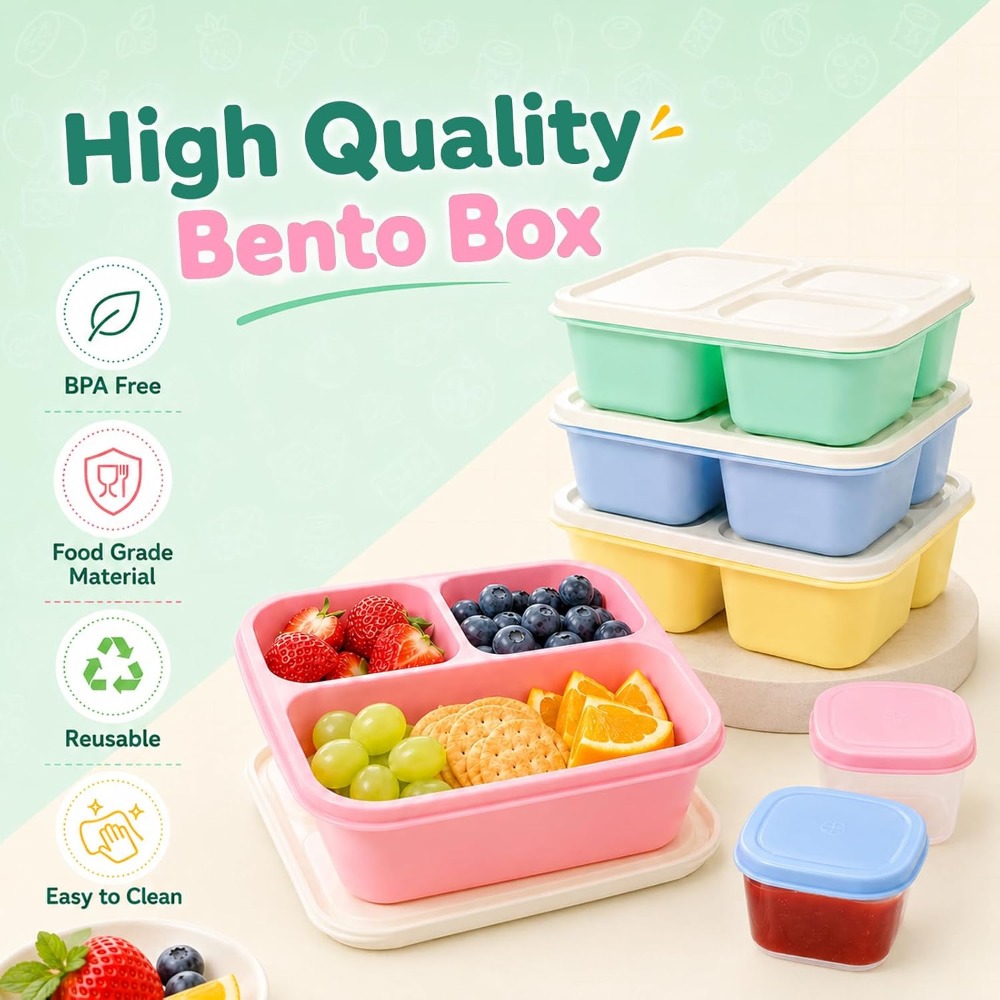 กล่องอาหารเบนโตะ 3 ช่องสำหรับผ - Food Snacks Healthy บทวิจารณ์และราคา