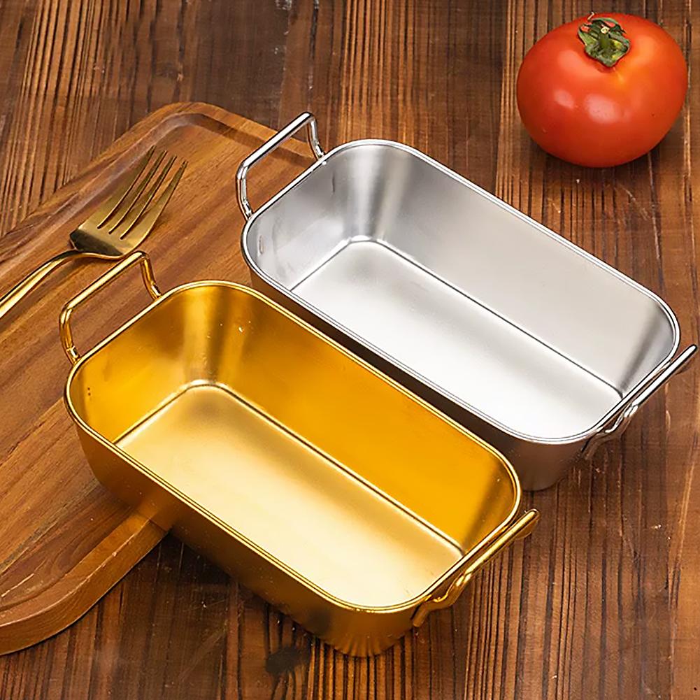 ถาดเสิร์ฟพร้อมหูจับ จานสแตนเลส - Food Snacks Basket บทวิจารณ์และราคา