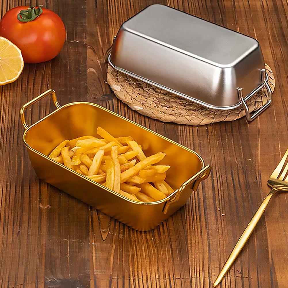 ถาดเสิร์ฟพร้อมหูจับ จานสแตนเลส - Food Snacks Basket บทวิจารณ์และราคา